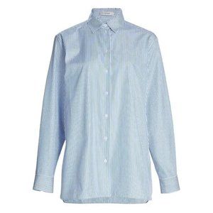 NWT The Row Sisilia Striped Cotton-Poplin shirt / Blue and White / Size XS